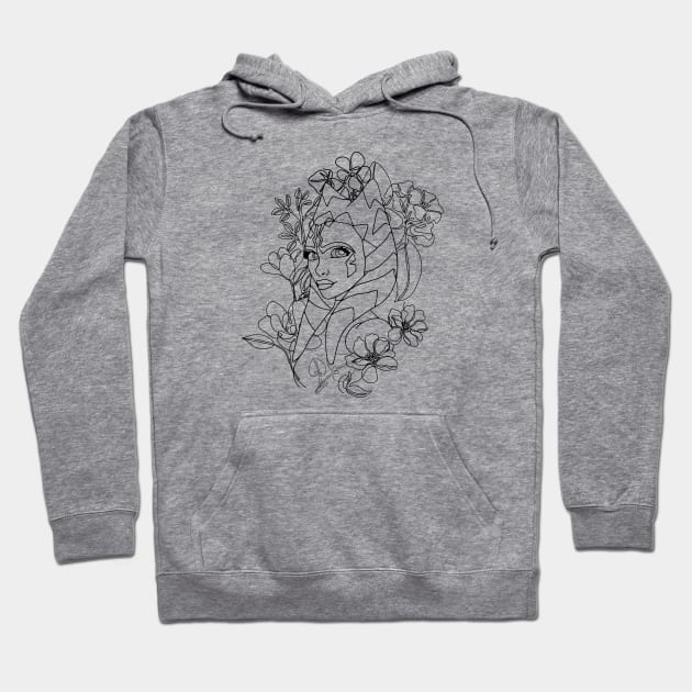 Ahsoka One Line Art Flowers Hoodie by Galactee 99